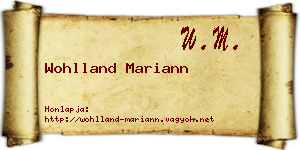 Wohlland Mariann névjegykártya